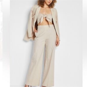 Express Beige Strapless Bow Blouse